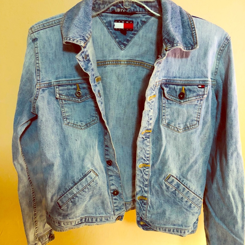 Women’s Vintage Retro Tommy Hilfiger Long Sleeve Denim Jean Jacket Medium